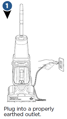 Plugging the Bissell Proheat 2x Revolution into the wall outlet