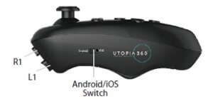Utopia 360 VR Bluetooth Controller left hand side view