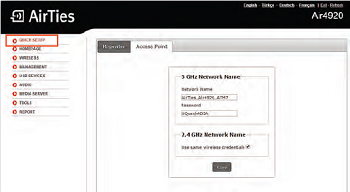 AirTies control panel