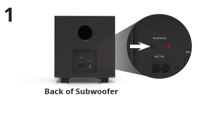 Pairing LED on the rear of the subwoofer