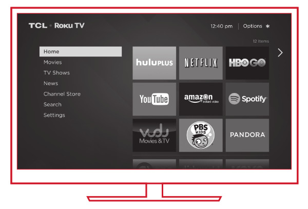 TCL Roku home screen