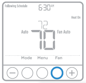 Operating the fan within the thermostat from the control panel