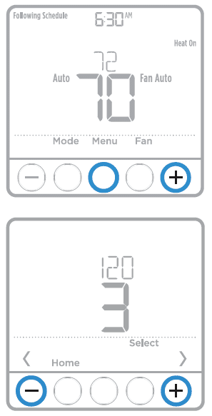 Installing the control panel for the thermostat buttons