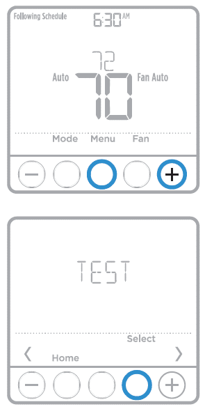 Performing a test on your Honeywell Pro Series Thermostat using the control panel