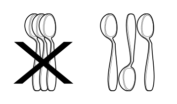 Mix the direction that the cutlery is placed to avoid nesting