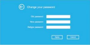 Changing the password screen
