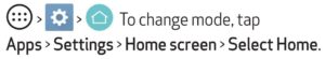 Selecting the home screen mode guide