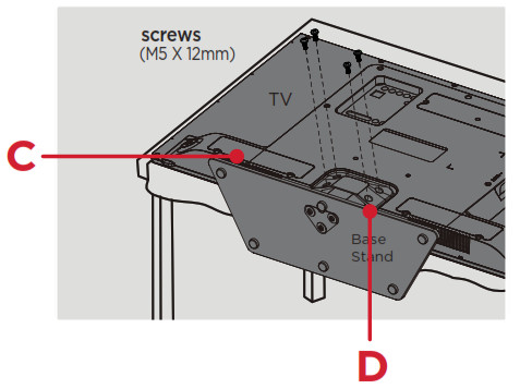 Securing the TV stand with screws