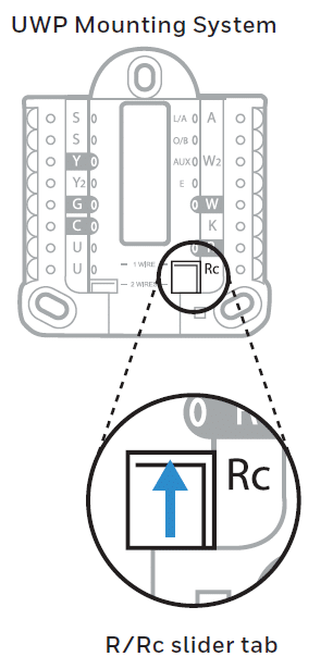 The R/Rc slider tab in the thermostat