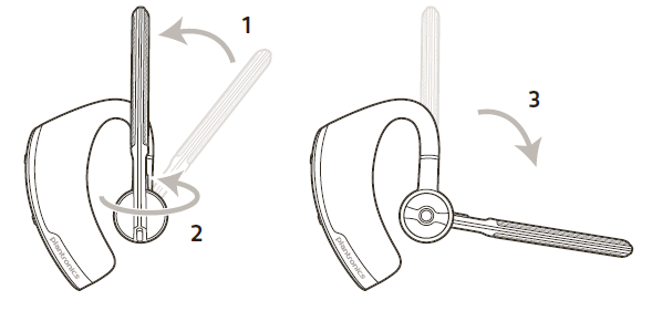 Wearing the headset on the left or right diagram