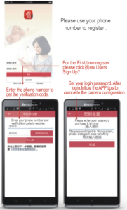 Registration and login using mobile phone for monitoring the camera