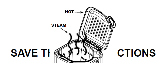 Diagram showing turkey cooker and the parts that get hot