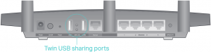USB ports on rear of TP Link router
