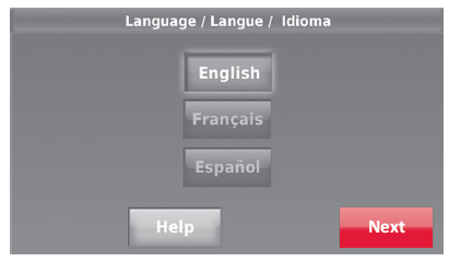 Choosing language screen