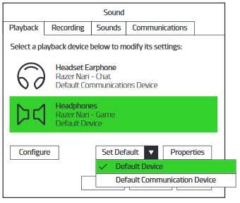 Selecting the Razer headphones