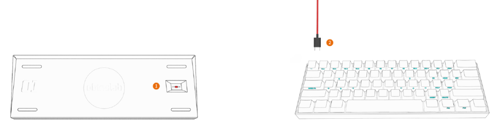 Using a USB cable to connect the keyboard