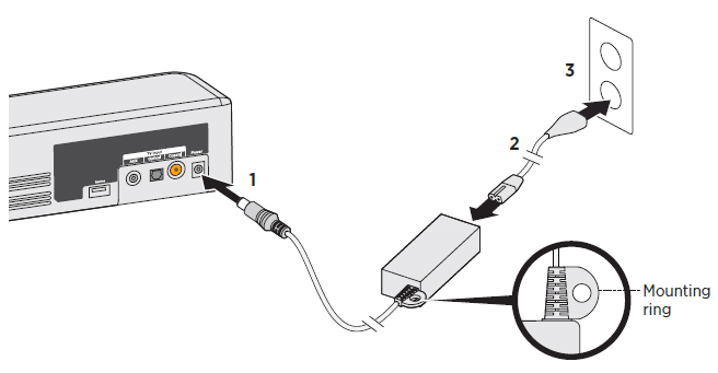 Plugging the soundbar into the power