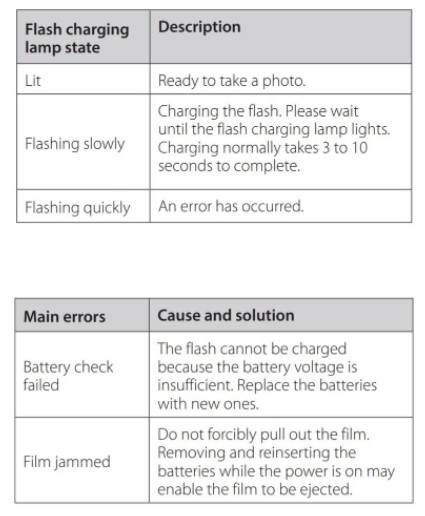 Flash charging lamp indicators