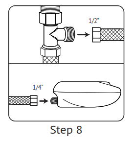 Connecting the bidet hose for step 8