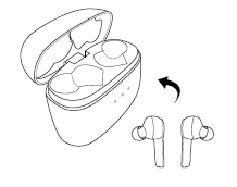 Placing the earbuds back into the case