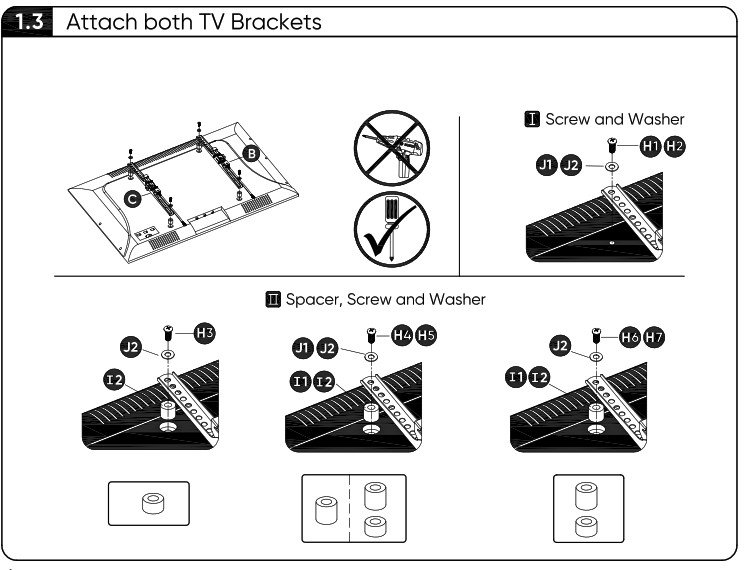 Attaching both TV brackets diagram