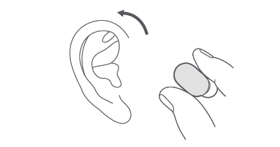 Inserting the earbuds into ears diagram