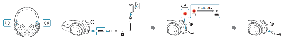 Diagram showing how to replace the batteries in this set of Sony headphones