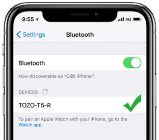 Bluetooth pairing screen on smart device