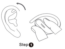 Inserting earbud into ear step 1
