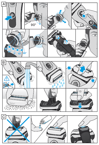 Cleaning the shaver visual guide