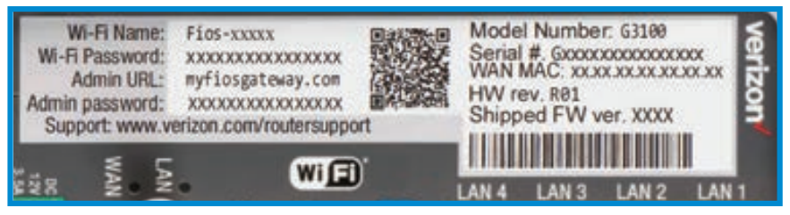 WiFi information on the back of the router