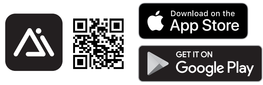 App store logos and QR code