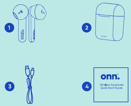 What's in the Onn Earbuds 100005529 box diagram