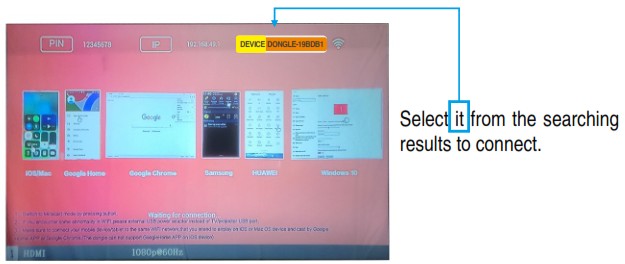Select device screen