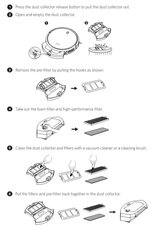 Cleaning the dust collector instructions