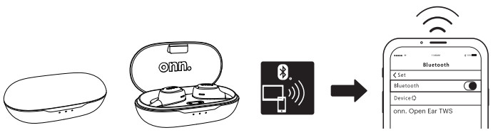 Open the charging case and then pair with Bluetooth