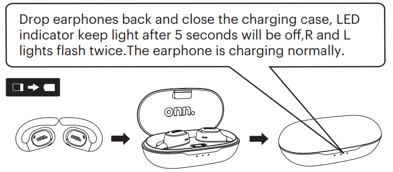Instructions for charging the earbuds