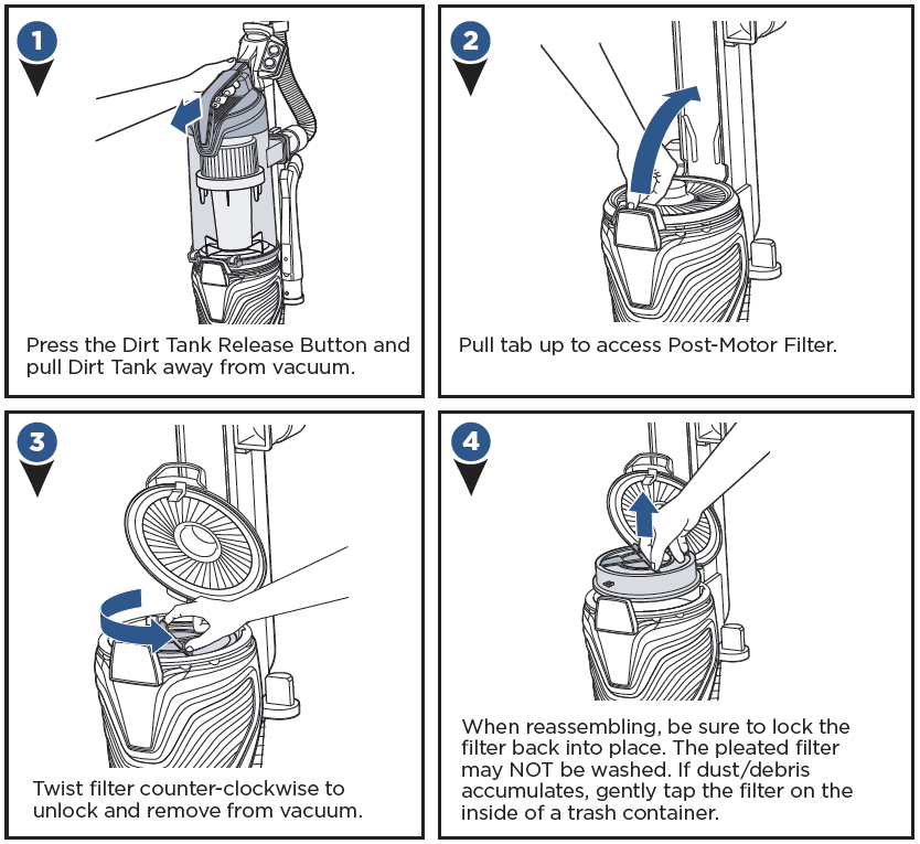 Replacing the post-motor filter