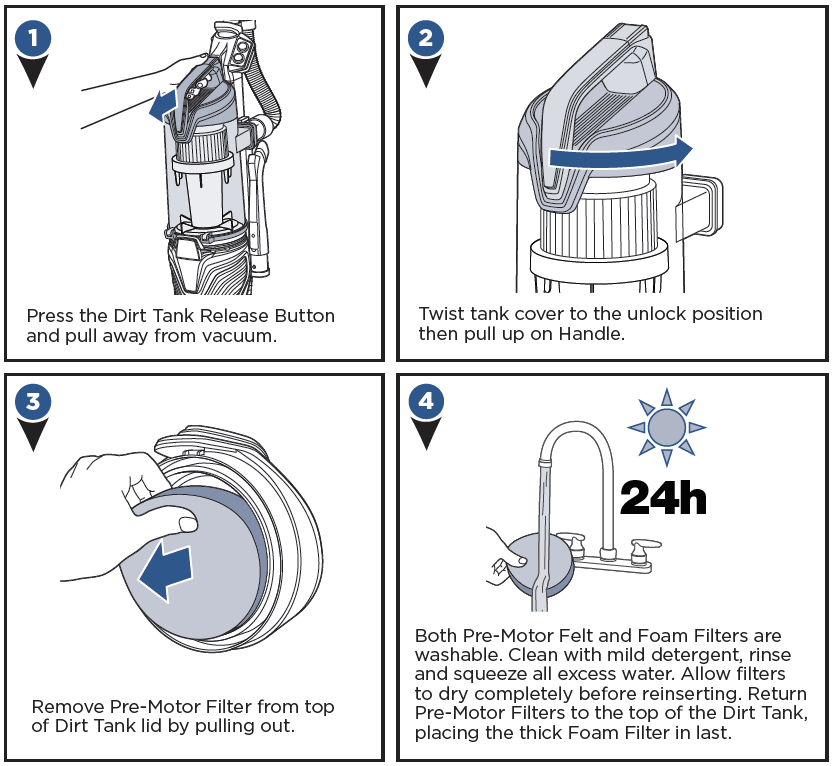 Replacing the pre-motor filter