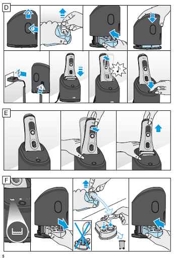 Plugging the shaver into the base visual guide