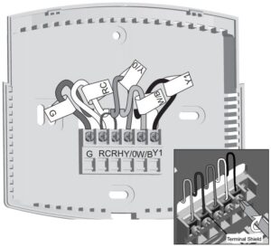 Connecting the wires to the Hunter 44155c/44157 thermostat