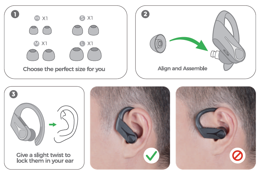Earbud sizing guide