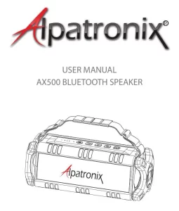 Alpatronix AX500 Bluetooth Speaker Manual Image