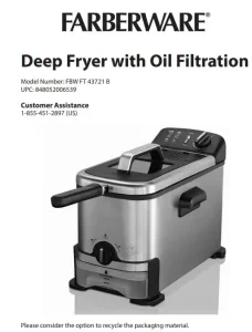 FARBERWARE Deep Fryer with Oil Filtration FBW FT 43721 B Manual Image
