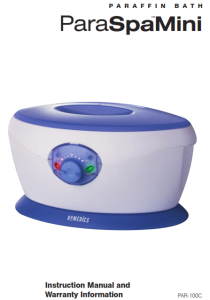 Homedics PAR-100 Paraffin Bath Para Spa Mini manual Image