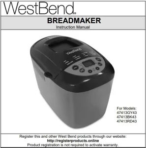 WestBend Breadmaker Manual Image