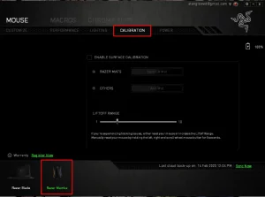 Using the Surface Calibration feature in Razer Synapse 2.0 manual Image