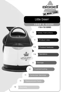 Bissell 1720-1725 Series Little Green manual Image