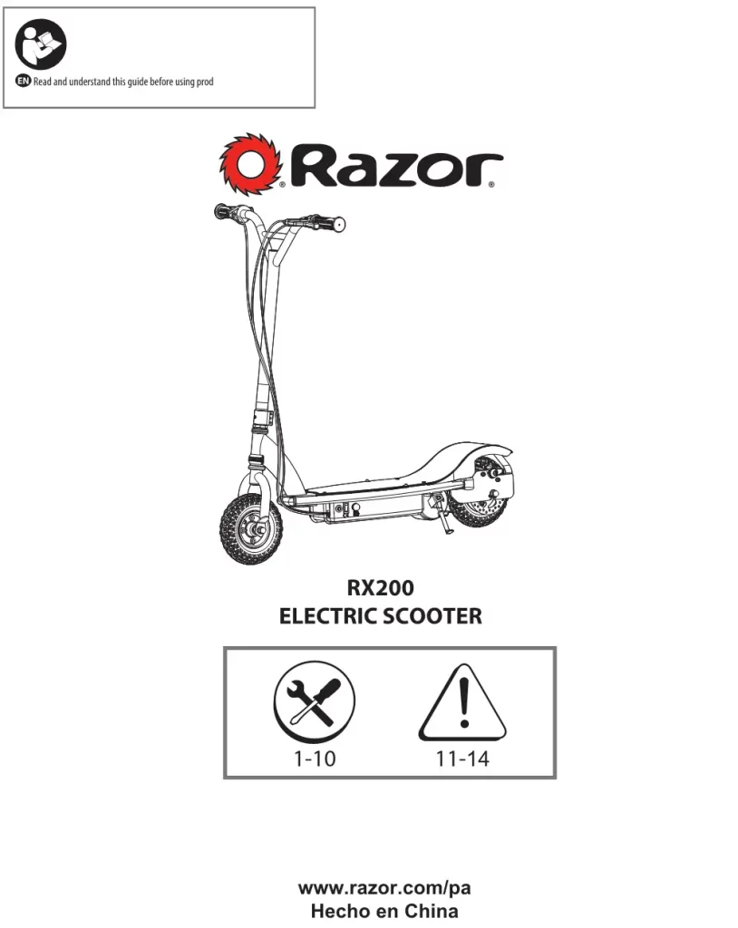 Razor Electric Scooter RX200 Manual front cover