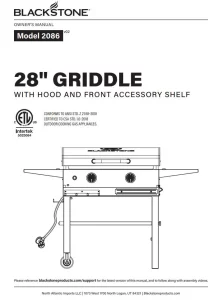 BLACKSTONE 2086 Griddle Electric Air Fryer Hood Manual Image
